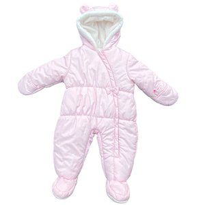 Just One You Baby Bear Quilted Puffer Pink One-Piece Infant Snowsuit-6-9 mos